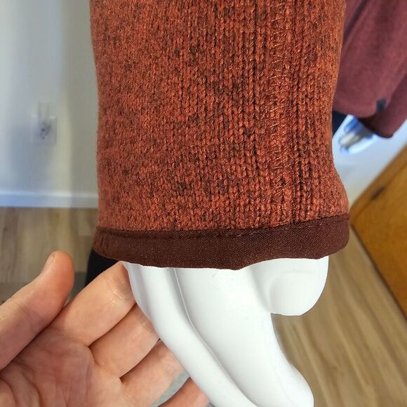 LL Bean Mens Jacket Large Regular Rust Knit Slightly Fitted Casual Fleece - Picture 5 of 14